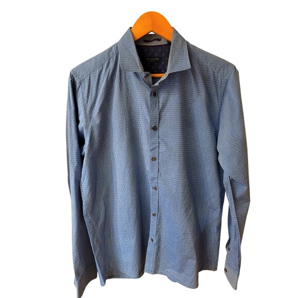 Ted Baker Other - Ted Baker London Mens Long Sleeve Button-Up Shirt Size 4 Blue Pattern